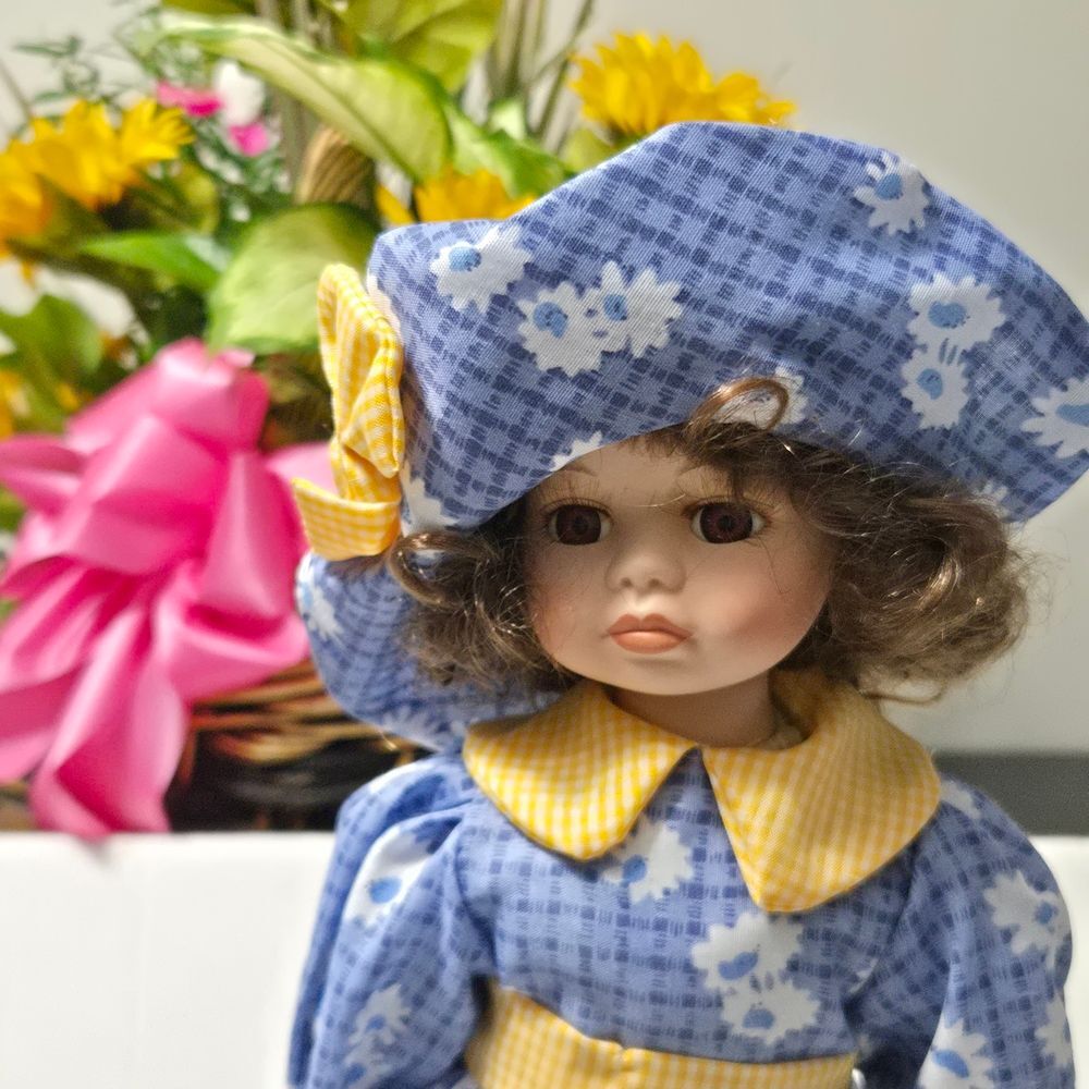 Blue and Yellow Floral Dress Doll - Picture 2 of 10